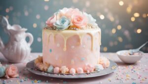 パステルピンクのケーキ