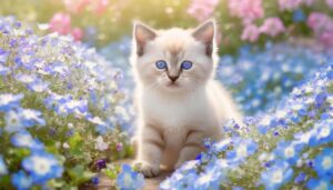 ネモフィラと子猫